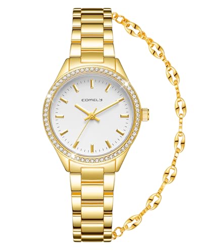 CIVO Uhren Damen Gold Armbanduhr: Klein Damenuhr Edelstahl - Elegant Kleid Analog Uhr für Frauen mit Armband von CIVO