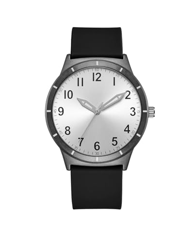 CIVO Herren Uhren Analog Herrenuhr: Schwarz Silikon Wasserdicht Quarz Männer Armbanduhr SilberZiffernblatt von CIVO