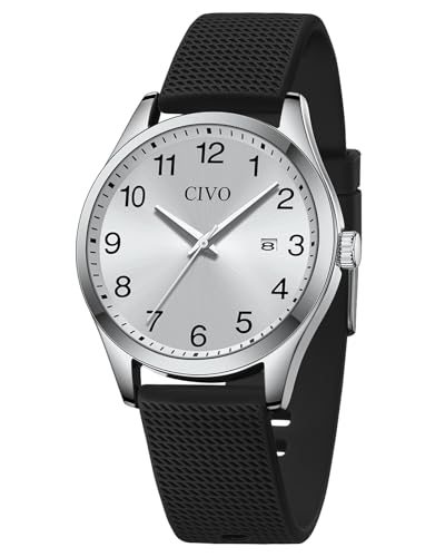 CIVO Herrenuhr Analog Sport Männer: Outdoor Einfach Casual Armbanduhr Herren - Wasserdicht Silber Business Quarzuhr Geschenke für Männer von CIVO