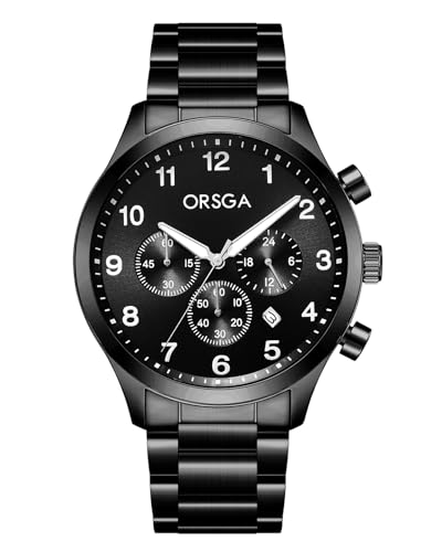 CIVO Uhren Herren Chronograph Analog: Schwarz Herren Uhr - Edelstahl Großes Ziffernblatt Armbanduhr für Männer Elegante von CIVO