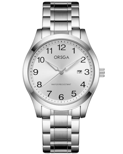 CIVO Uhren Herren Edelstahl Analog Armbanduhr Herren Wasserdicht Leuchtend Datum Herrenuhren Klassische Business Männer Quarzuhr Silber Zifferblatt Geschenke für Männer von CIVO