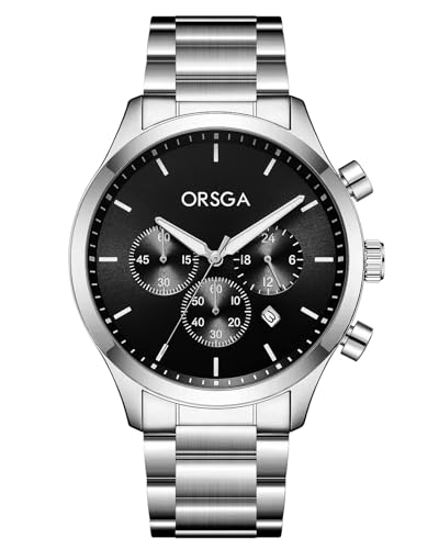 CIVO Uhren Herren Edelstahl Armbanduhr: Analog Herrenuhr mit Datum Schwarz Silber - Chronograph Männer Uhr Wasserdicht von CIVO