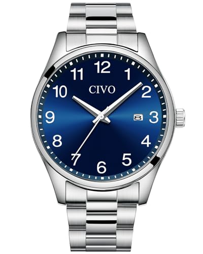 CIVO Uhren Herren Edelstahl Armbanduhr: Klassische Wasserdicht Herrenuhren mit Datum - Analog Quarz Uhren für Männer von CIVO