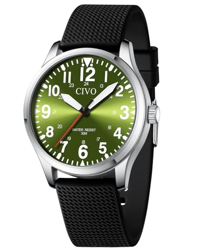 CIVO Uhren Herren Militär Outdoor: Mode Quarzuhr mit Groß Zahlen - Analog Wasserdicht Silikon Männer Grün CIVO Uhren Herren Militär Outdoor: Mode Quarzuhr mit Groß Zahlen - Analog Wasserdicht Silikon Männer Grün von CIVO