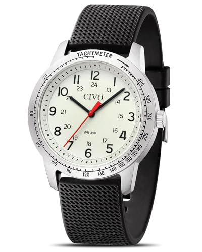CIVO Uhren Herren Militär Schwarz: Analog Quarz Herrenuhr Wasserdicht - Armbanduhr Herren Silikon Armband für Sport Outdoor von CIVO