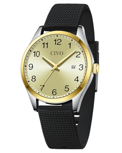 CIVO Herrenuhr Analog Sport Männer: Outdoor Einfach Casual Armbanduhr Herren - Wasserdicht Gold Business Quarzuhr Geschenke für Männer von CIVO