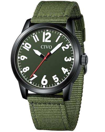 CIVO Uhren Militär fur Mode Herren: Quarzuhr mit Groß Zahlen - Analog Wasserdicht Nylonband von CIVO