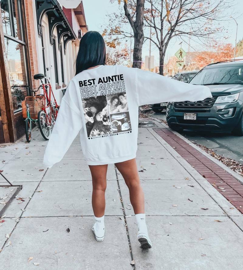 Personalisiertes Auntie Sweatshirt Tante Hoodie Weihnachtsgeschenk Shirt Geburtstag Geschenke Schwangerschaft Verkünden Sweater von CIWDesignCo