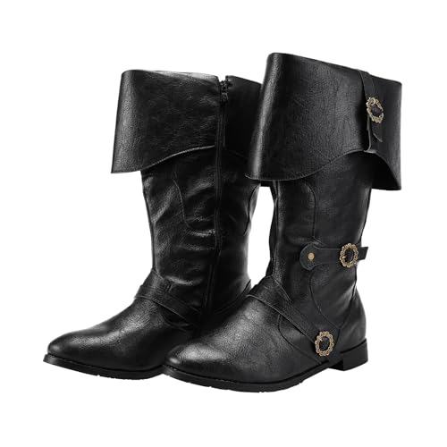 Mittelalterliche Renaissance-Schlupfstiefel für Herren und Damen, wadenhoch, Gothic-Stiefel, Halloween, Cosplay, Manschettenschuhe, Schwarz, 44 EU Mittelalterliche Renaissance-Schlupfstiefel für Herren und Damen, wadenhoch, Gothic-Stiefel, Halloween, Cosplay, Manschettenschuhe, Schwarz, 44 EU von CIYASHEH