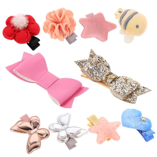 CIYODO 10 Stck. Teiliges Haarschmuck mit Kleinen Süßen Blüten und Schleifen Haarclips für Mädchen Sichere Haarklammern Vielseitig für Party Alltag und Festliche Anlässe Geeignet von CIYODO