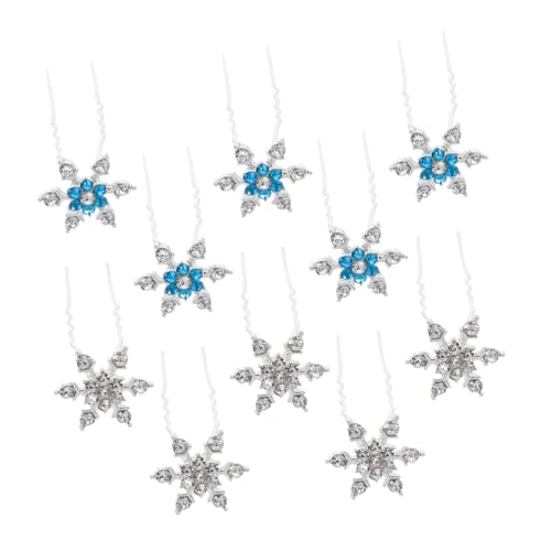 CIYODO 10 Stück Teiliges U-förmige Haarklammern Schneeflocken Design mit Strass Braut Haarnadeln für Festliche Hochzeitsfrisuren Frauen Mädchen Stilvolle Haarspangen von CIYODO