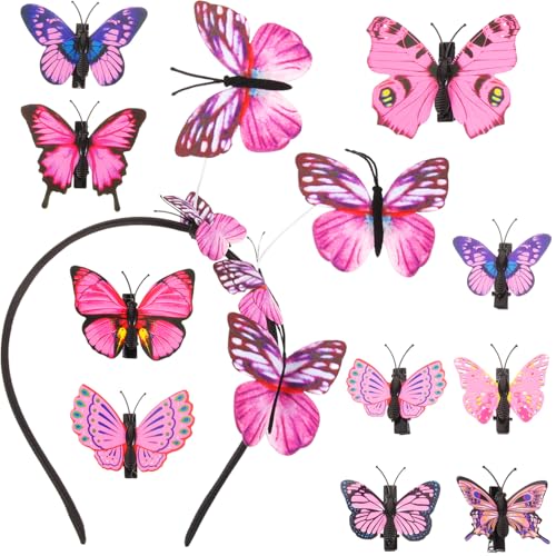 CIYODO 11 Stück Schmetterling Haarreif Teiligem Haarklammer in Dekorativer Kopfschmuck für Damen Fasching und Party Eleganter Haarschmuck für Festivals und Besondere Anlässe von CIYODO
