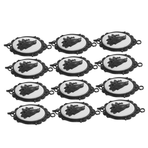 CIYODO 12 Stück Teiliges Gothic Anhänger mit Krähen Relief Halloween Schmuckzubehör für DIY Halsketten und Armbänder Einzigartige Dunkle Stilcharms von CIYODO