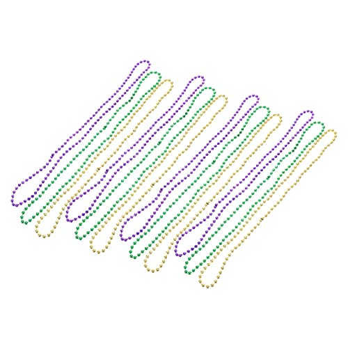 CIYODO 12 Stück Teiliges Mardi Gras Halskette Hautfreundliche Perlenkette Gold und Grün für Karneval Partys und Festlichkeiten Kreatives Dekorationszubehör von CIYODO