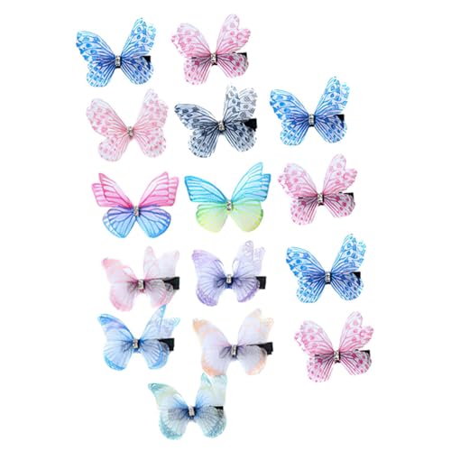 CIYODO 15 Stück Teiliges Schmetterling Haarspangen aus Doppellagigem Tüll Temperamentvolle Haarklammern für Frauen und Mädchen Verstellbare Dekorative Haaraccessoires für Zufällige Farbe von CIYODO