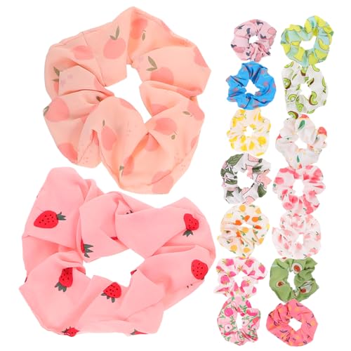 CIYODO 16 Stück Teiliges Haargummi mit Elastischen Haargummis Fruchtige Muster Haarschonend Vielseitig für Frauen und Mädchen Geeignet für Alltag Party und Sport als Armband Tragbar von CIYODO
