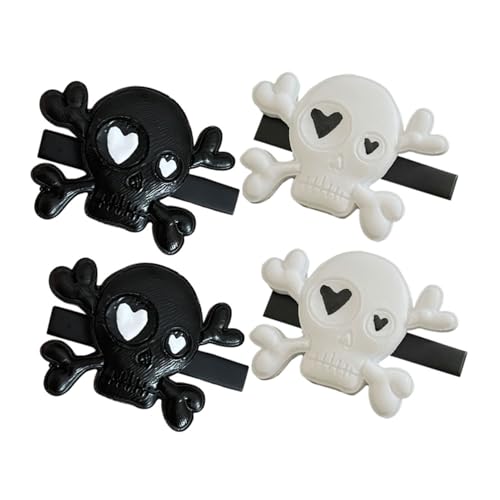CIYODO 2 Paare Halloween Haarspangen Schädel Haarklammern Punk Goth Haarschmuck Frauen Kostüm Party Zubehör von CIYODO
