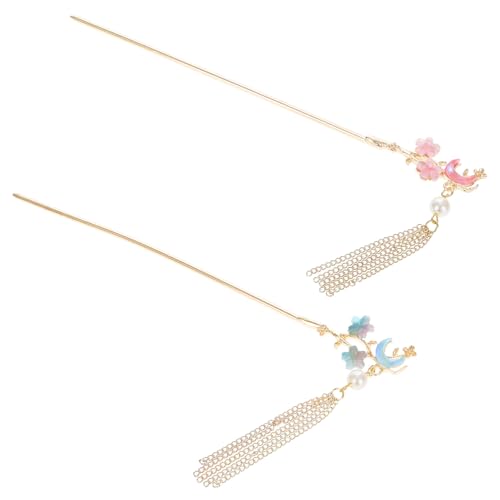 CIYODO 2 Stück Antike Chinesische Haarnadeln mit Mond Stern tasseln Metall haarspangen für Damen Elegante Ethno haarschmuck Leichte Hanfu Haaraccessoires in Rosa und Blau CIYODO 2 Stück Antike Chinesische Haarnadeln mit Mond Stern tasseln Metall haarspangen für Damen Elegante Ethno haarschmuck Leichte Hanfu Haaraccessoires in Rosa und Blau von CIYODO