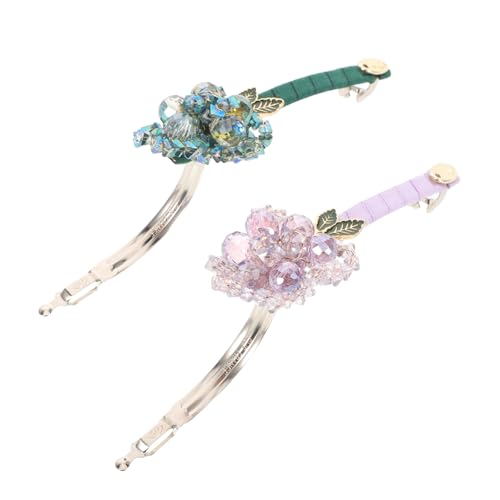 CIYODO 2 Stück Blumen Haarclips mit Künstlichen Kristallen Fester Griff Federklemme Rutschfest für Dünnes Dickes Lockiges und Glattes Haar Modische Haarschmuck für Mädchen und Frauen von CIYODO