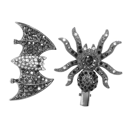 CIYODO 2 Stück Gothic Haarspangen mit Strass Halloween Spider Hair Accessories für Damen Punk Stil Haarklammern für Partys Cosplay und Alltag Eleganter Haarschmuck mit Glanz von CIYODO