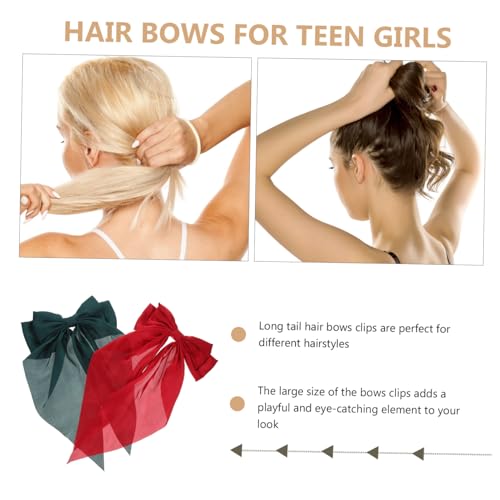 CIYODO 2 Stück Große Haarschleifen Clips Kräftigen Roten und Grünen Farben Stabile Haarspangen für Teenager Mädchen und Frauen Modische Haarschmuck Accessoires für Ponytail Frisuren und von CIYODO
