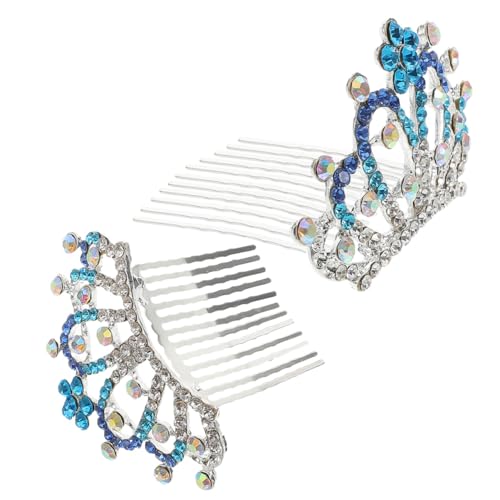 CIYODO 2 Stück Haarkamm Krone mit Farbverlauf Strass Damen Tiara Haarschmuck für Hochzeit Party Brautjungfern und Besondere Anlässe Stabil und Vielseitig Einsetzbar von CIYODO