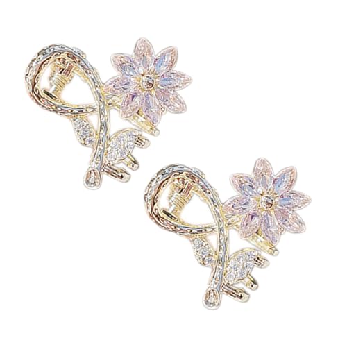 CIYODO 2 Stück Kleine Kristallblumen Haarklammern für Mädchen Damen Flexibler Haarclip mit Rutschfester Haftung Modischer Haarschmuck für Süße Frisuren und Eleganten Look von CIYODO