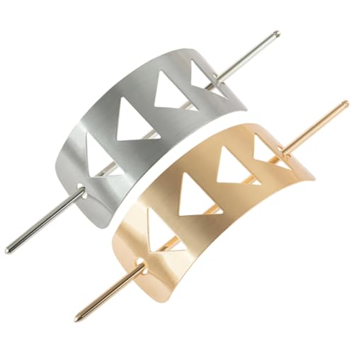 CIYODO 2 Stück Minimalistische Haarschmuck Metall Haarspangen Damen Längliche Dreieckige Gebürstete Haarclips in Gold Silber Eleganter Haarklammer für Pferdeschwanz und Dutt Styling von CIYODO