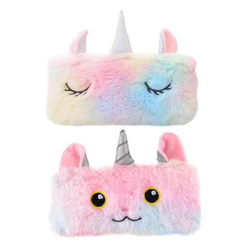 CIYODO 2 Stück Plüsch Federmäppchen Großes Einhorn Mäppchen Schüler Stifttasche mit Reißverschluss Robustes Material Geräumig Cartoon Design Schreibwaren Tasche für Schule Büro von CIYODO