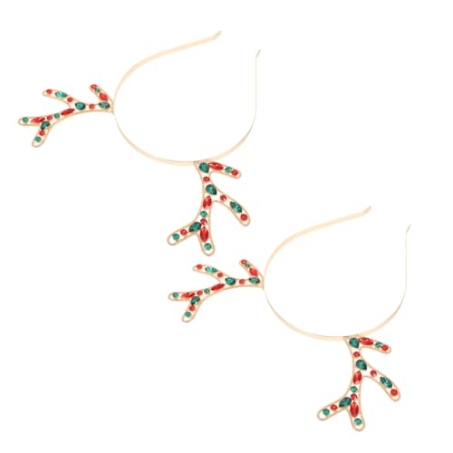 CIYODO 2 Stück Rentier Geweih Haarreif mit Strass Leichtes Bequemes Geweih Stirnband für Damen Festliches Weihnachts Accessoire für Party Cosplay Silvester und Themenfeiern von CIYODO