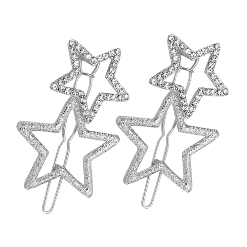 CIYODO 2 Stück Rhinestone Stern Haarspangen Glitzernde Haarklammern Stilvolles Design Stabile Haarnadeln für Damen Mädchen Party Hochzeit Alltag von CIYODO