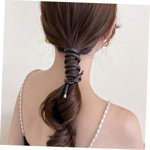 CIYODO 2 Stück Teiliges Französisches Leder haarband Flexible Rostfreie Drahtkonstruktion Ponytail Holder Band für Damen Vielseitig Einsetzbar für Hochzeit Party Alltag Modischer von CIYODO