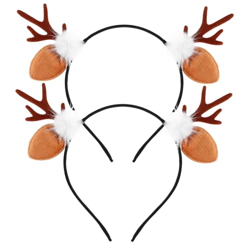 CIYODO 2 Stück Teiliges Haarband mit Weichem Flock Rentiergeweih Leichtes Weihnachts Kopfschmuck für Party und Festliche Anlässe Bequeme Niedliches Rentier Design von CIYODO