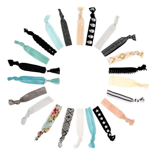 CIYODO 2 Stück Teiliges Haargummis aus Elastischem Weichem Stoff mit Spitzenmuster und Fransen Schonend für Damen Vielseitig Einsetzbar für Pferdeschwanz und Hochsteckfrisuren Farbenfroh von CIYODO