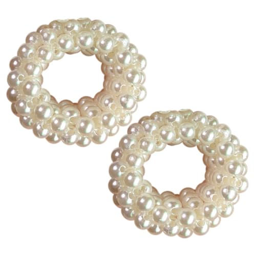 CIYODO 2 Stück Teiliges Perlen Haargummis Elastisch Flexible Haarring Damen Ponytail Halter Modischer Perlenschmuck Vielseitig für Hochzeit Alltag Frisuren von CIYODO