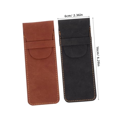 CIYODO 2 Stück Teiliges Pu Leder Stiftetui Vintage Stil Protective Sleeve für Füllfederhalter Kugelschreiber Kratzfeste Stifttasche in Schwarz und Braun Praktisches Schreibgeräteetui für von CIYODO