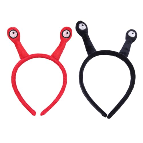 CIYODO 2 Stück Teiliges Schnecken headband für Damen Modische Leichte Haarreifen in Rot und Schwarz als Party haarschmuck und Lustiges Cosplay accessoire für Mädchen von CIYODO