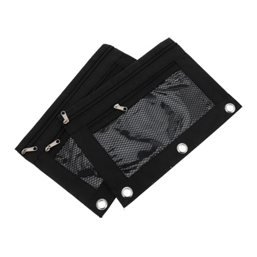 CIYODO 2 Stück Teiliges Stifteetui aus Oxford Mesh Fenster Doppellagige Federmäppchen Reißverschluss Schwarzes Organizer etui für Schreibwaren und Kleine Schulutensilien von CIYODO