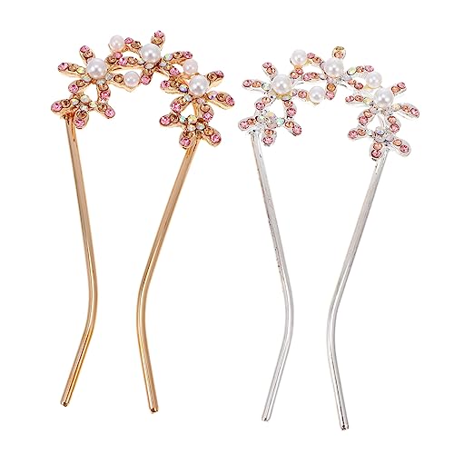 CIYODO 2 Stück Teiliges U förmiges Braut haarspangen Perlen und Strass Handgefertigtes Haarschmuck accessoire für Frauen und Bräute Eleganter Hochzeitsschmuck von CIYODO