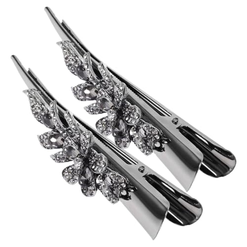 CIYODO 2 Stück Teiliges Vintage Haarschmuck mit Strasssteinen Große Metall Haarklammern für Damen und Frauen Funkelnde Haarspangen für Festliche Anlässe und Alltag Praktische Entenmaul von CIYODO
