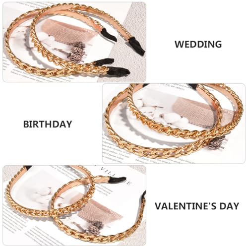 CIYODO 2 Stück Teiliges Vintage Metallstirnband Modisches Party haarreif mit Ketten design Elegantes Braut Hochzeits kopfschmuck Damen Haarschmuck für Festliche Anlässe von CIYODO