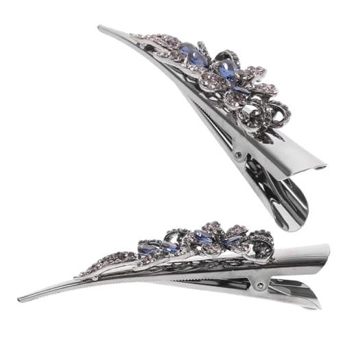 CIYODO 2 Stück Vintage Haarschmuck Damen Metall Haarklammern mit Funkelnden Strasssteinen Rutschfeste Haarspangen für Styling bei Hochzeit Party und Alltag von CIYODO