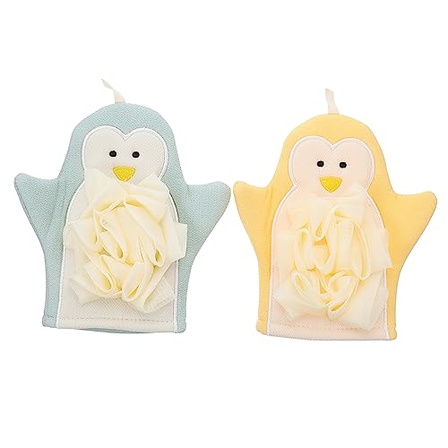 CIYODO 2 Stück Waschtücher Doppelseitige Badetücher mit Reibefunktion Hochschaumbildende Reinigungshandschuhe für Sanfte Hautpflege Gelb und Blau von CIYODO