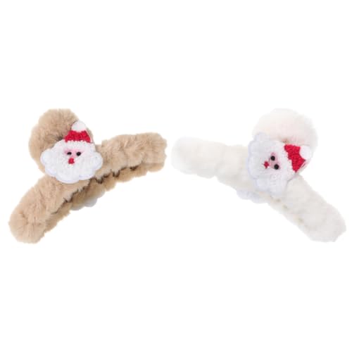CIYODO 2 Stück Weiche Große Haarspange aus Plüsch Weihnachten Design Fester Griff für Dünnes und Dickes Haar Schonende Haarklammer für Frauen und Mädchen Teiliges Khaki Weiß CIYODO 2 Stück Weiche Große Haarspange aus Plüsch Weihnachten Design Fester Griff für Dünnes und Dickes Haar Schonende Haarklammer für Frauen und Mädchen Teiliges Khaki Weiß von CIYODO