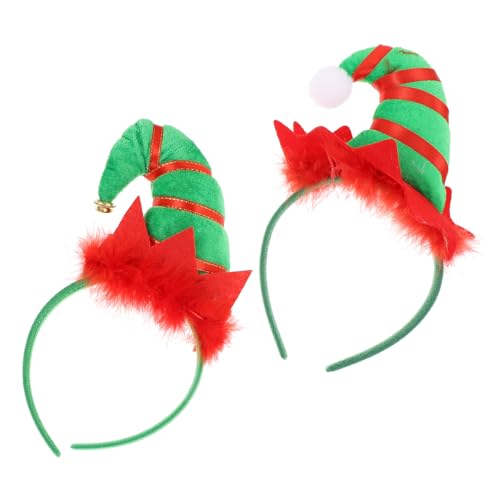 CIYODO 2 Stück Weihnachtsmütze Haarreif Teiliges mit Glöckchen und Federn Leichtes Komfortables Party Stirnband für Karneval Kostüm und Festliche Feiern Dekoratives Xmas Haarreif Zubehör von CIYODO