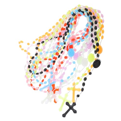 CIYODO 20 Stück Im Dunkeln Leuchtende Kreuzkette Halskette Mit Kreuzanhänger Aus Kunststoff Für Damen Mischfarbe Zarte Modeschmuckaccessoires von CIYODO