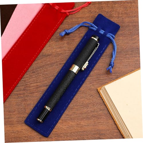 CIYODO 20 Stück Kordelzug Stifttaschen aus Dickem Verschleißfestem Lint Material Einfarbig Blaue Einzelfach Stiftbeutel Kompakte Praktische Federmäppchen Geschenkverpackung für Schule von CIYODO