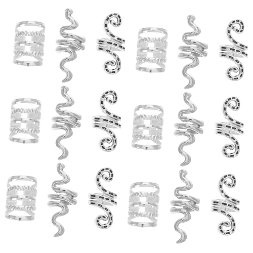 CIYODO 20 Stück Teiliges Dreadlocks Schmuck Haarschmuck aus Metall Silberfarbene Hohle Haarring Accessoires für Zöpfe Braids Schmuck Verstellbar Trendige Haar Deko für Frauen und Mädchen von CIYODO