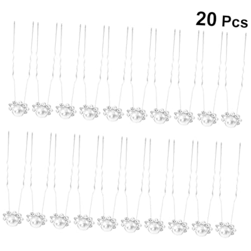 CIYODO 20 Stück Teiliges Perlen U förmige Haarnadeln Haarschmuck für Damen Braut Hochzeit Alltag Leicht und Langlebig Modisch Eleganter Kopfschmuck für Feiern und Partys Weiß von CIYODO