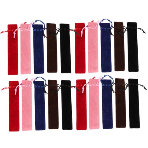 CIYODO 25 Stück Teiliges Doppelseitiger Waschbarer Flanell Beutel mit Kordelzug Stifthülle und Federmäppchen Atmungsaktiv Strapazierfähig für Stifte Bleistifte und Kugelschreiber von CIYODO